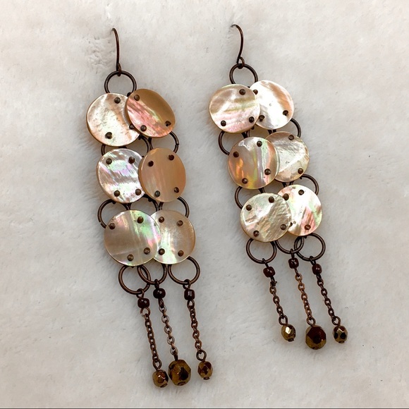 Mother of Pearl Boho Chandelier Drop Earrings - Picture 7 of 7